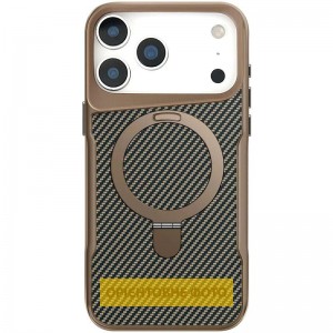 Чехол TPU+PC Metal Buttons with MagSafe Carbon Ring для Apple iPhone 17 Air (6,5") Золотой