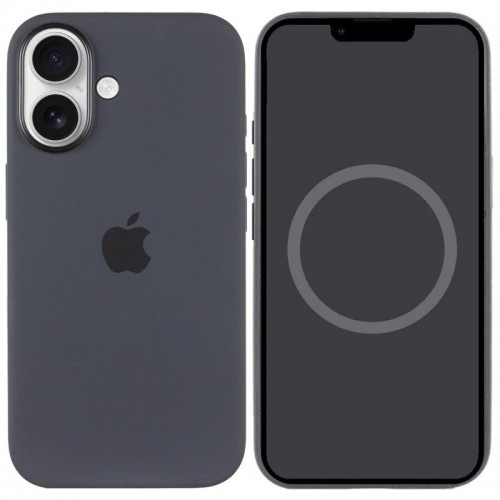 Чехол Silicone case (AAA) с Magsafe и анимацией (кнопка) для Apple iPhone 16 Plus (6,7") Черный