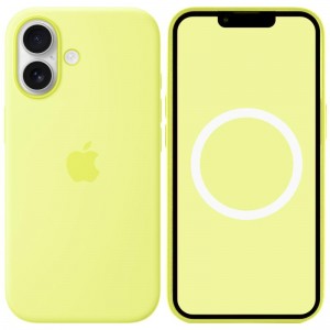 Чехол Silicone case (AAA) с Magsafe и анимацией для Apple iPhone 17 (6,3") неоново-жёлтый