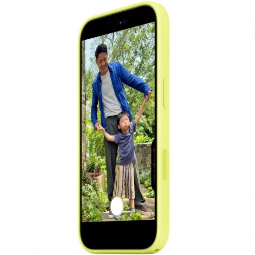 Чехол Silicone case (AAA) с Magsafe и анимацией для Apple iPhone 17 (6,3") неоново-жёлтый