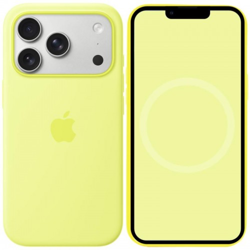 Чохол Silicone case (AAA) with Magsafe and Animation для Apple iPhone 17 Pro Max (6.9") Neon Yellow