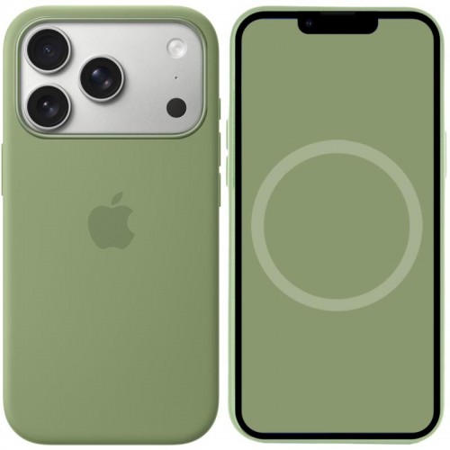 Чохол Silicone case (AAA) with Magsafe and Animation для Apple iPhone 17 Pro Max (6.9") Light Moss