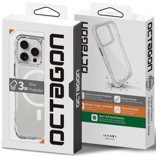 Чехол TPU Space Octagon with MagSafe для Apple iPhone 16 Pro (6.3") Прозрачный