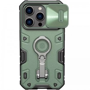 TPU+PC чехол Nillkin CamShield Armor Pro без логотипа (шторка на камеру) для Apple iPhone 14 Pro Max Зелёный