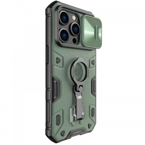 TPU+PC чехол Nillkin CamShield Armor Pro без логотипа (шторка на камеру) для Apple iPhone 14 Pro Max Зелёный