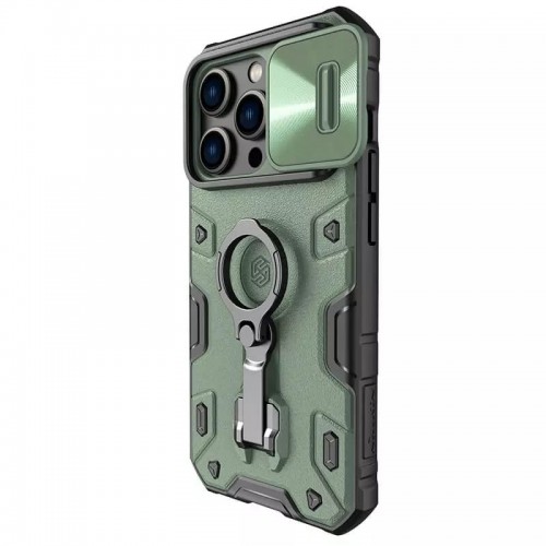TPU+PC чехол Nillkin CamShield Armor Pro без логотипа (шторка на камеру) для Apple iPhone 14 Pro Max Зелёный