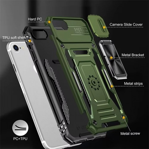 Противоударный чехол Camshield Army Ring для Apple iPhone 7 / 8 / SE (2020) (4.7") Оливковый / Army Green