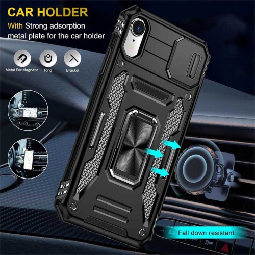 Ударостійкий чохол Camshield Army Ring для Apple iPhone XR (6.1") Чорний / Black