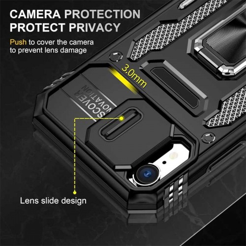 Ударостійкий чохол Camshield Army Ring для Apple iPhone XR (6.1") Чорний / Black