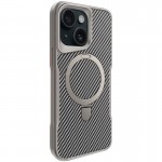 TPU+PC чехол Metal Buttons with MagSafe Carbon Ring для Apple iPhone 15 (6.1") Серый
