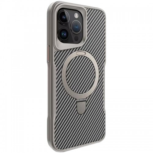 TPU+PC чохол Metal Buttons with MagSafe Carbon Ring для Apple iPhone 15 Pro Max (6.7") Сірий