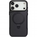 TPU+PC чохол Metal Buttons with MagSafe Carbon Ring для Apple iPhone 17 Pro (6.3") Чорний
