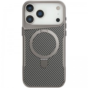 TPU+PC чохол Metal Buttons with MagSafe Carbon Ring для Apple iPhone 17 Pro Max (6.9") Сірий