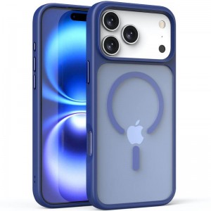 TPU+PC чехол Metal Buttons with MagSafe для Apple iPhone 17 Pro (6.3") Синий / Navy Blue