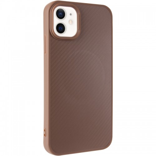 TPU чохол Carbon Protective with Magsafe для Apple iPhone 11 (6.1") Coffee