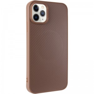 TPU чехол Carbon Protective with Magsafe для Apple iPhone 12 Pro / 12 (6.1") Coffee