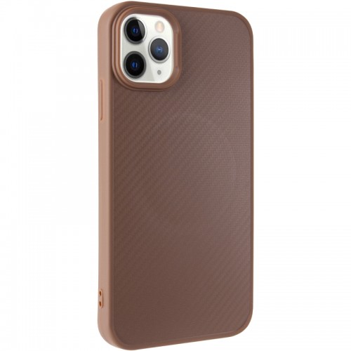 TPU чехол Carbon Protective with Magsafe для Apple iPhone 12 Pro / 12 (6.1") Coffee