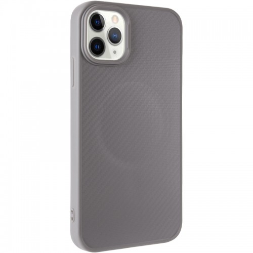 TPU чехол Carbon Protective with Magsafe для Apple iPhone 12 Pro / 12 (6.1") Grey