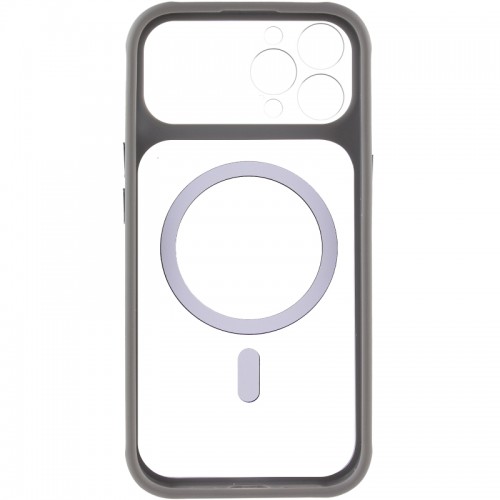 Чехол TPU+PC GETMAN Moon Clear с MagSafe для Apple iPhone 12 Pro Max (6.7") Серый