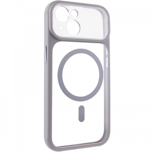 Чехол TPU+PC GETMAN Moon Clear with MagSafe для Apple iPhone 14 (6.1") Серый