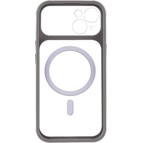 Чехол TPU+PC GETMAN Moon Clear with MagSafe для Apple iPhone 14 (6.1") Серый