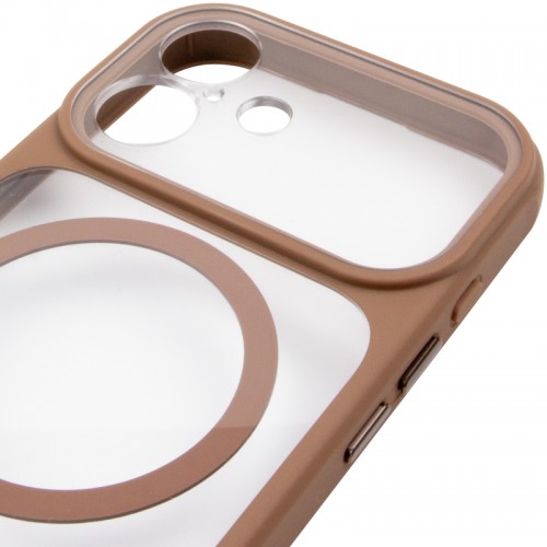 Чехол TPU+PC GETMAN Moon Clear с MagSafe для Apple iPhone 17 (6.3") Коричневый