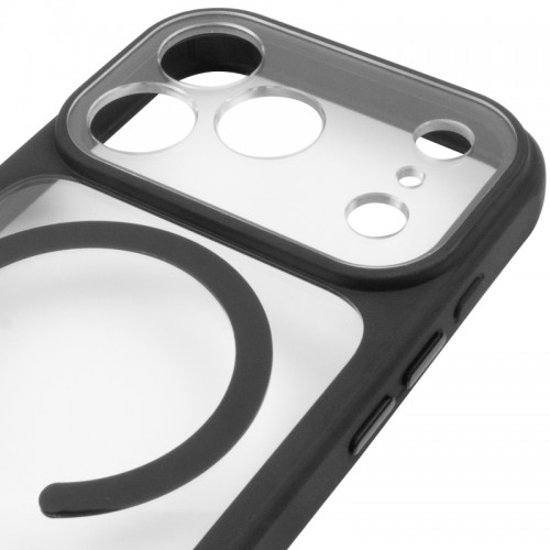 Чехол TPU+PC GETMAN Moon Clear with MagSafe для Apple iPhone 17 Pro (6.3") Черный