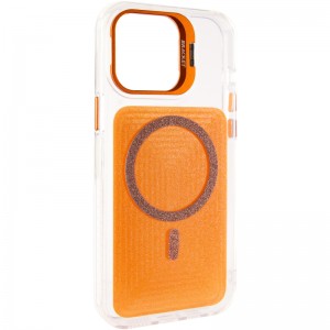 Чехол TPU+PC Jewel Sparkle with Magnetic Fit для Apple iPhone 15 (6.1") Оранжевый с блёстками