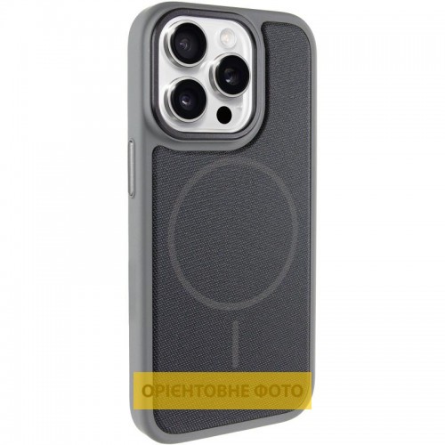 Чехол PC Textile Hybrid with Magnetic Fit для Apple iPhone 15 Pro (6.1") Серый / Черный