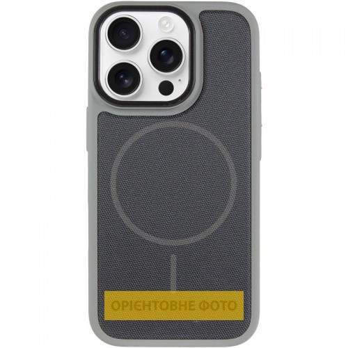 Чехол PC Textile Hybrid with Magnetic Fit для Apple iPhone 15 Pro (6.1") Серый / Черный