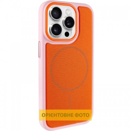 Чехол PC Textile Hybrid with Magnetic Fit для Apple iPhone 15 Pro (6.1") розовый / оранжевый