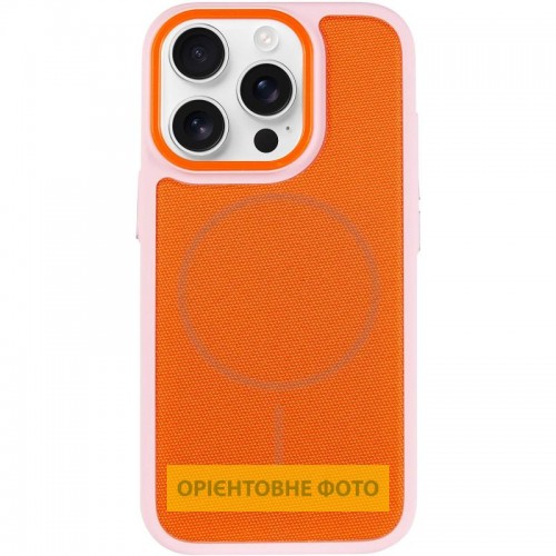 Чехол PC Textile Hybrid with Magnetic Fit для Apple iPhone 15 Pro (6.1") розовый / оранжевый