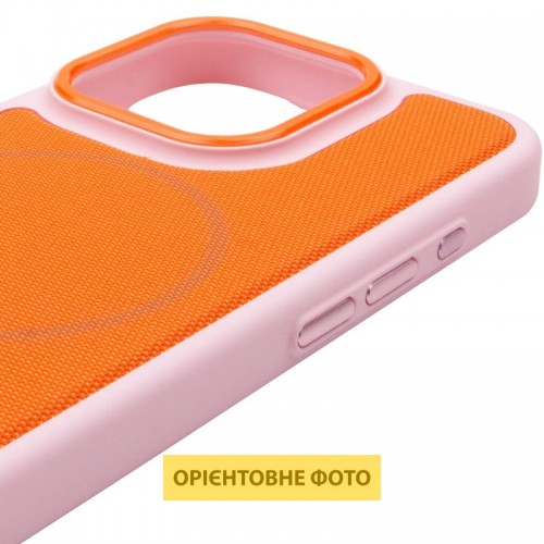 Чехол PC Textile Hybrid with Magnetic Fit для Apple iPhone 15 Pro (6.1") розовый / оранжевый