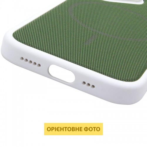 Чехол PC Textile Hybrid with Magnetic Fit для Apple iPhone 15 Pro (6.1") Белый / Зеленый