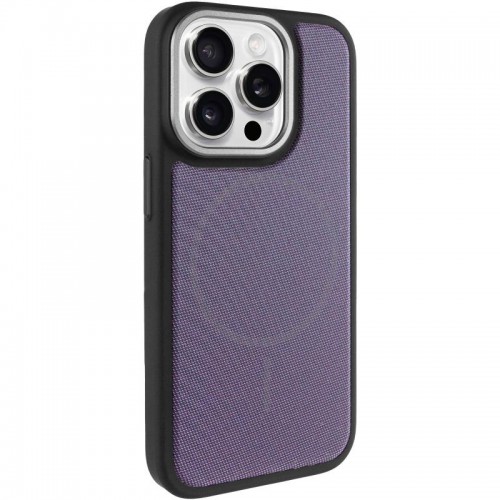 Чехол PC Textile Hybrid with Magnetic Fit для Apple iPhone 15 Pro Max (6.7") Черный / Фиолетовый