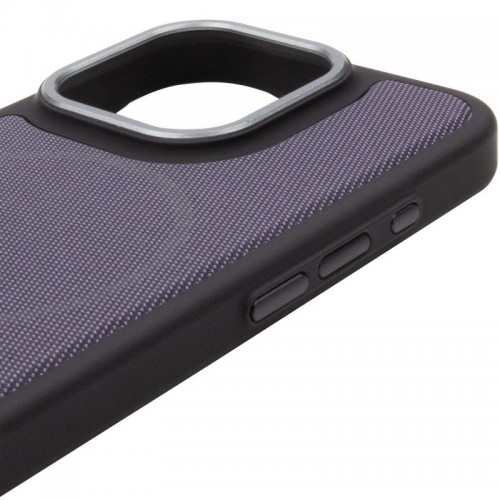 Чехол PC Textile Hybrid with Magnetic Fit для Apple iPhone 15 Pro Max (6.7") Черный / Фиолетовый