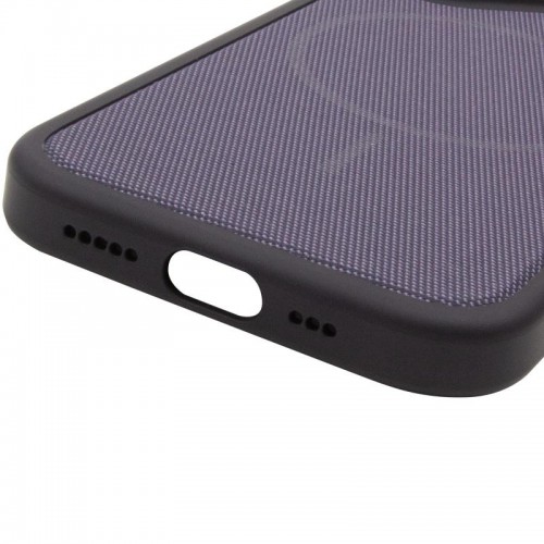 Чехол PC Textile Hybrid with Magnetic Fit для Apple iPhone 15 Pro Max (6.7") Черный / Фиолетовый