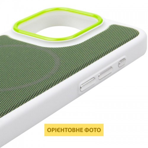 Чехол PC Textile Hybrid with Magnetic Fit для Apple iPhone 15 Pro Max (6.7") Белый / Зеленый