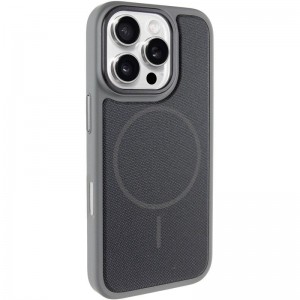 Чехол PC Textile Hybrid with Magnetic Fit для Apple iPhone 16 Pro (6.3") Серый / Черный
