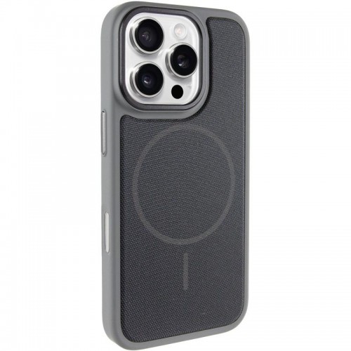 Чехол PC Textile Hybrid with Magnetic Fit для Apple iPhone 16 Pro (6.3") Серый / Черный