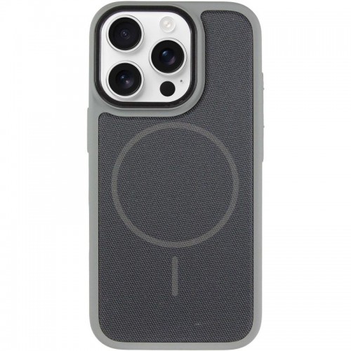 Чехол PC Textile Hybrid with Magnetic Fit для Apple iPhone 16 Pro (6.3") Серый / Черный