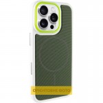 Чохол PC Textile Hybrid with Magnetic Fit для Apple iPhone 16 Pro Max (6.9") White / Green