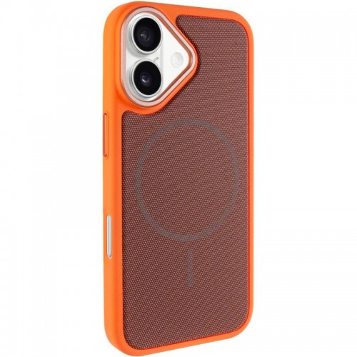Чехол PC Textile Hybrid with Magnetic Fit для Apple iPhone 17 (6.3") Оранжевый / Коричневый