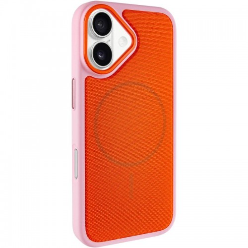 Чехол PC Textile Hybrid with Magnetic Fit для Apple iPhone 17 (6.3") Розовый / Оранжевый