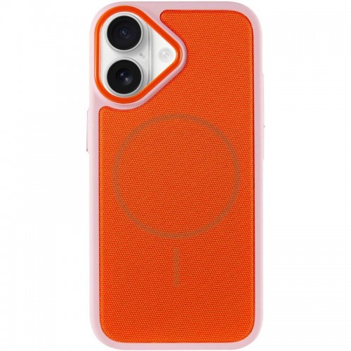 Чехол PC Textile Hybrid with Magnetic Fit для Apple iPhone 17 (6.3") Розовый / Оранжевый