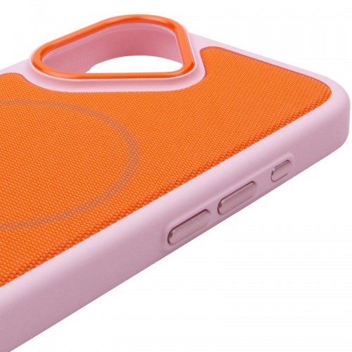 Чехол PC Textile Hybrid with Magnetic Fit для Apple iPhone 17 (6.3") Розовый / Оранжевый