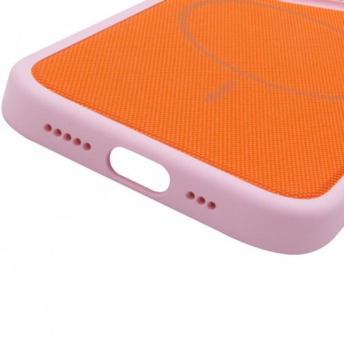 Чехол PC Textile Hybrid with Magnetic Fit для Apple iPhone 17 (6.3") Розовый / Оранжевый