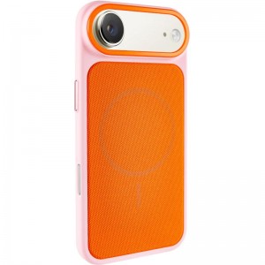Чехол PC Textile Hybrid with Magnetic Fit для Apple iPhone 17 Air (6.5") Розовый / Оранжевый