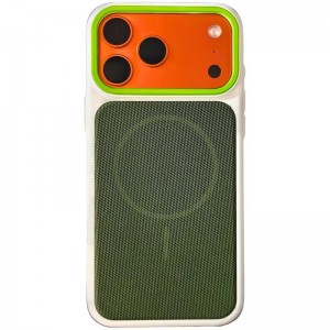 Чехол PC Textile Hybrid with Magnetic Fit для Apple iPhone 17 Pro (6.3") Белый / Зеленый