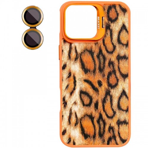 Чехол TPU+PC Wild Leopard с магнитным креплением и защитой камеры для Apple iPhone 17 (6.3") Оранжевый